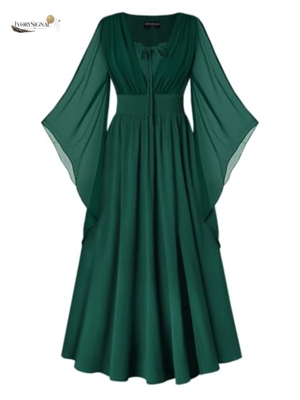Renaissance Maxi Dress Women Pirate Medieval Costume Front Slit A-Line